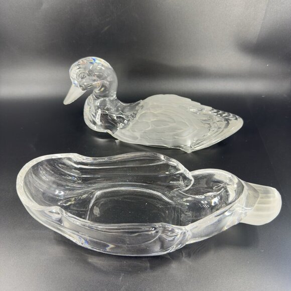 Shannon Crystal Duck Lidded Mallard Candy Dish Frosted Accents by Godinger Clear - Picture 6 of 16
